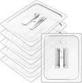 6-Pack 1/2 Size Polycarbonate Food Pan Lids with Handle, 12.8x10.4'' Clear Steam Table Hotel Pan Cover, Restaurant