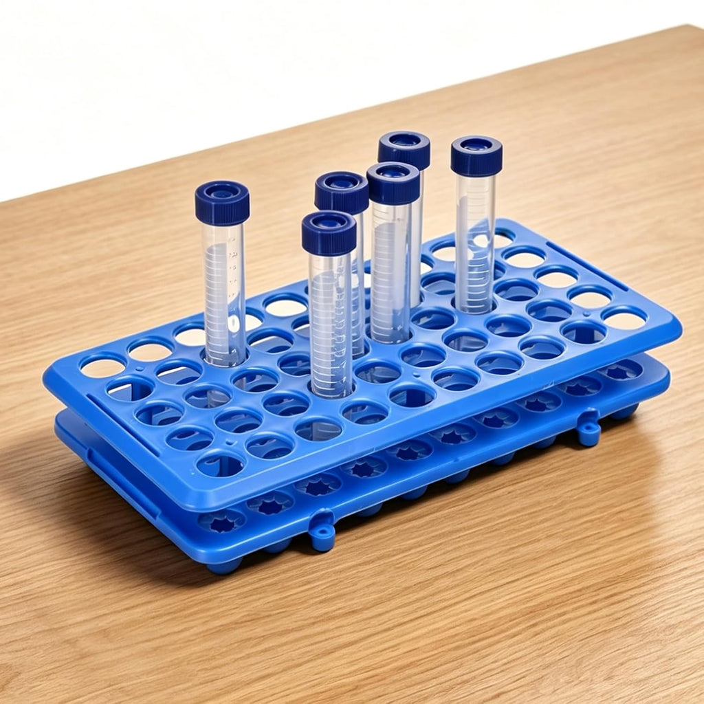 50 Port Test Tube Rack for Science Labs, 5-15ml Tube Holder, Pre-Assembled Classroom Equipment, Transparent DIY Craft
