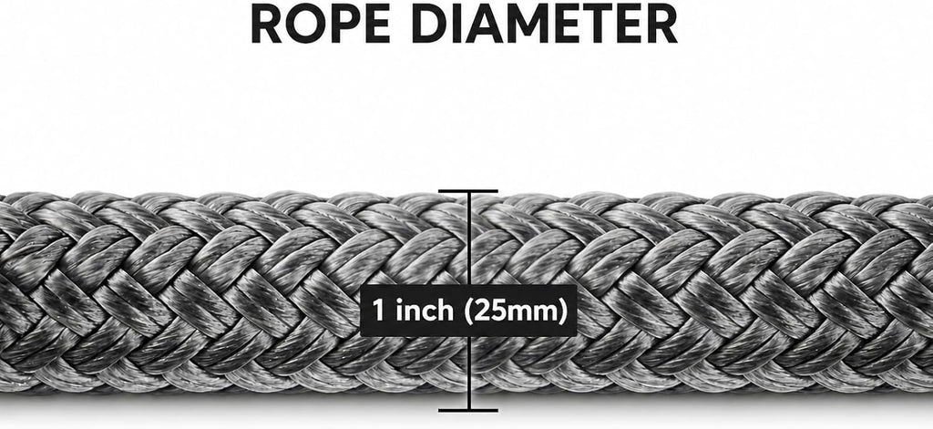 1" x 30' Kinetic Rope & 2PCS Synthetic Soft Shackles Kit Gray