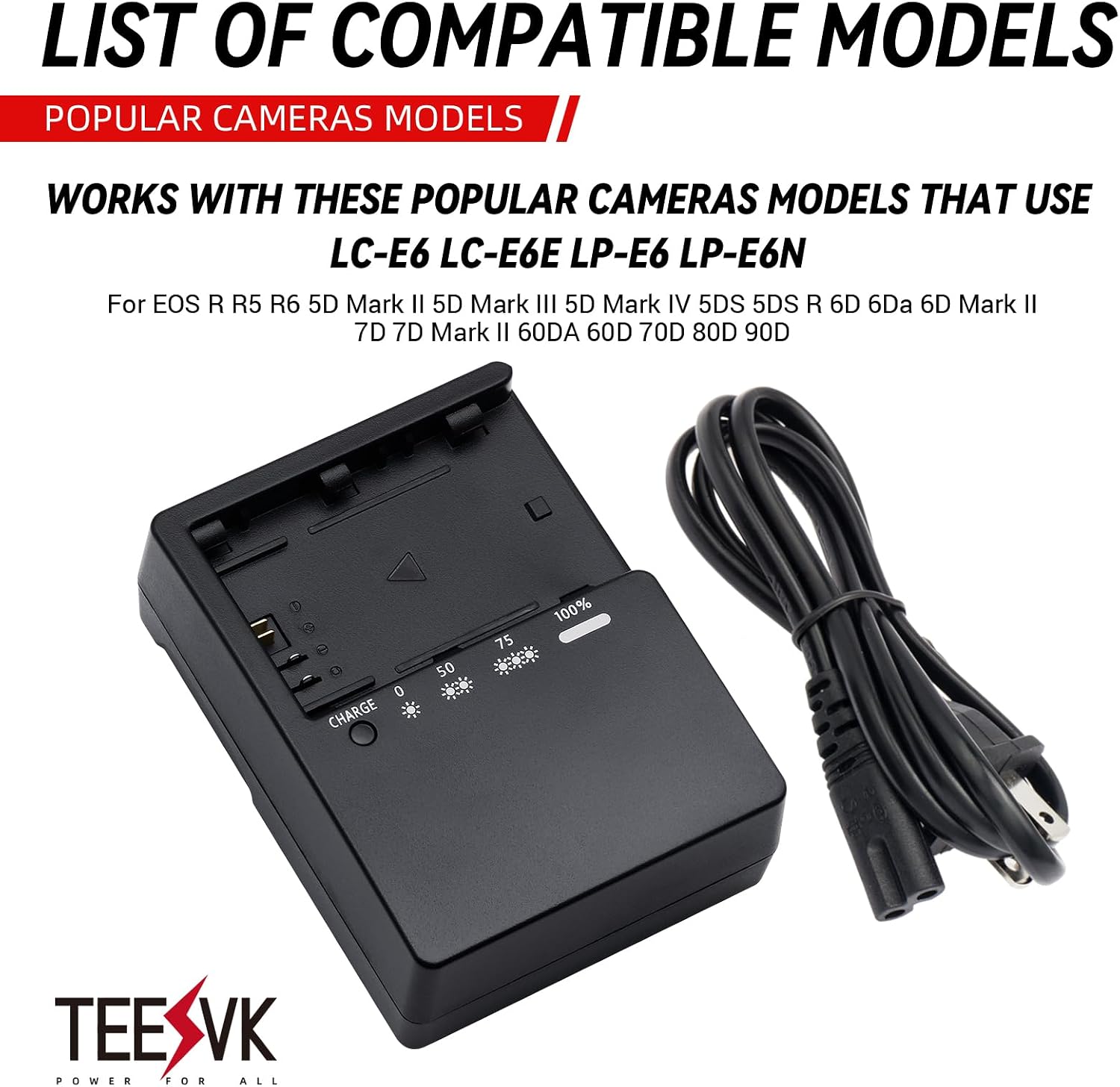 LP-E6 Battery Quick Charger for Canon: Compatible with LP-E6 LP-E6N LP-E6NH | LC-E6 LC-E6E Battery for Canon EOS R5