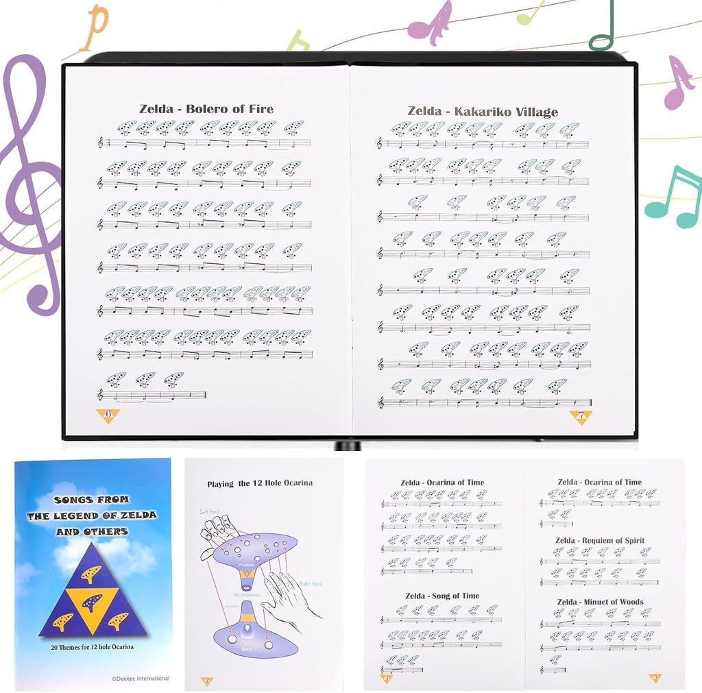 Zelda Ocarina 12 Hole Alto C with Song Book (Songs From the Legend of Zelda) with Display Stand Protective Bag