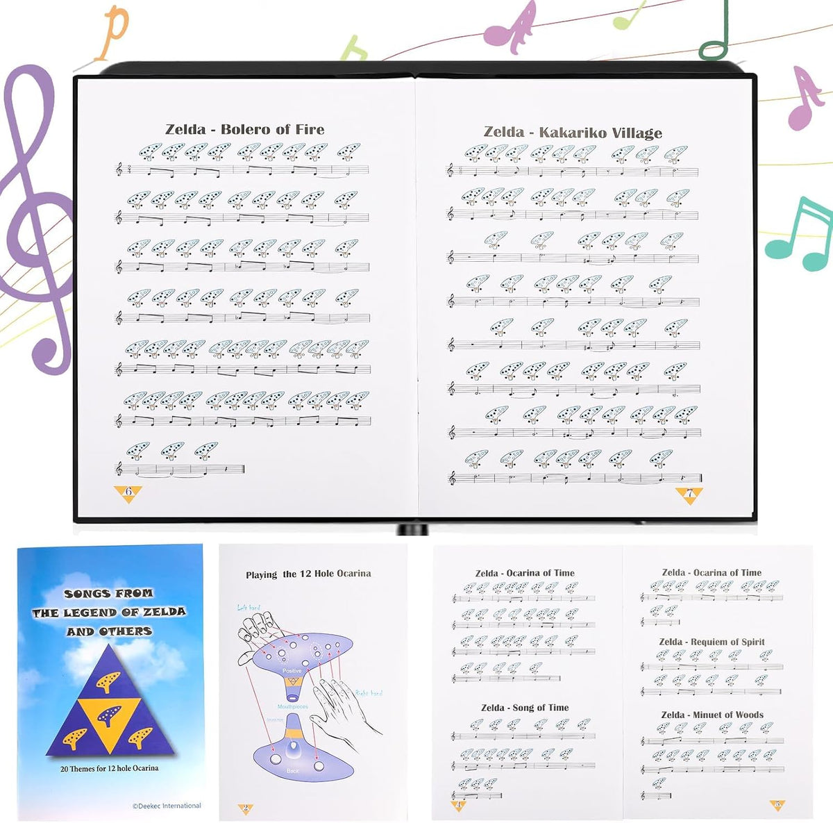 Zelda Ocarina 12 Hole Alto C with Song Book (Songs From the Legend of Zelda) with Display Stand Protective Bag