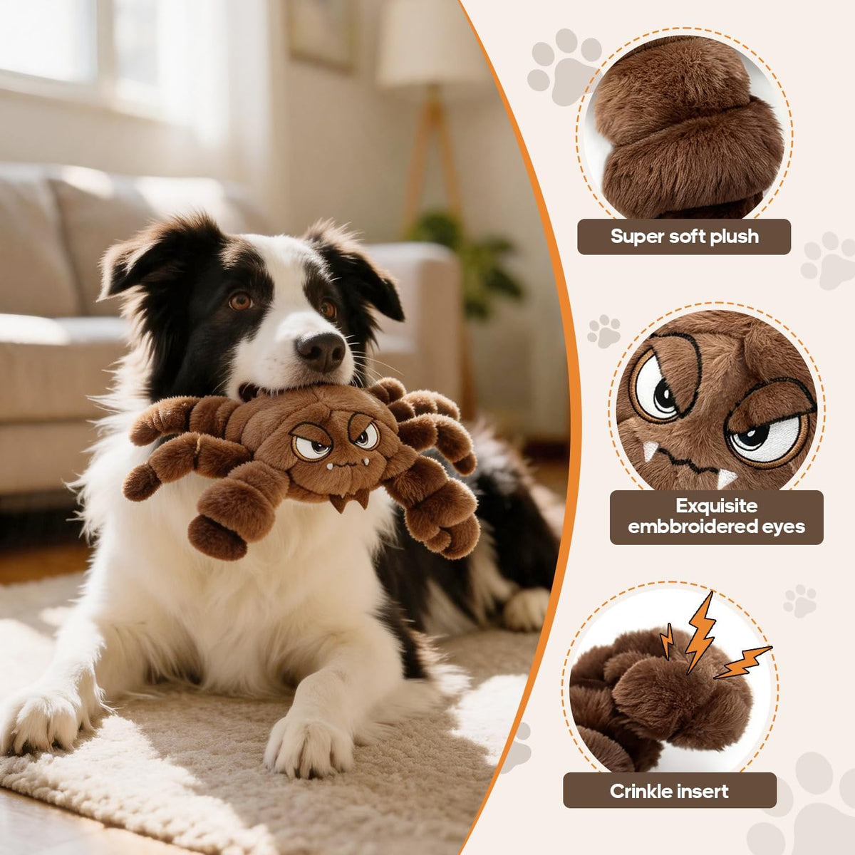 Squeaky Plush Dog Toy Interactive Chew Toys for Small Medium Dogs, Tough Crinkle Stuffed Animal Toys to Keep Them