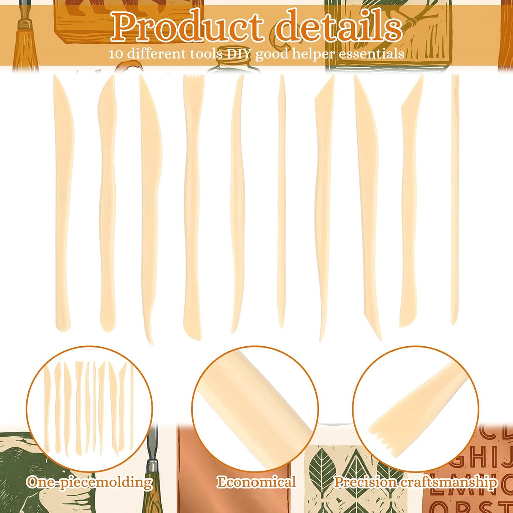 10 Set 100 Pcs Clay Tools, Plastic Sculpting Tools, Classic Style | Different Shapes Clay Carving Cutters, Plastic