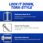 Torx Security Machine Screws, 1/4-20 x 1 Stainless Steel, Tamper-Resistant Button Head Electrical Outlet Screws for
