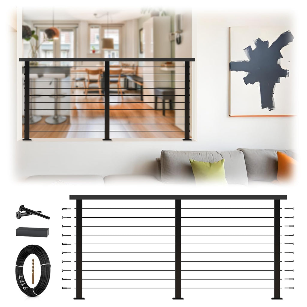 4ft-8ft Modular 36in Cable Railing System for Deck with Handrail