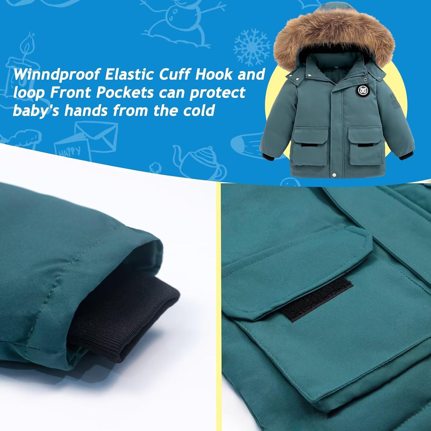 Toddler Snow Suits Boys Girls Hooded Down Jacket & Ski Bib Pants Set Baby Snowsuit Coat Infant Winter Jumpsuit 18M-4T