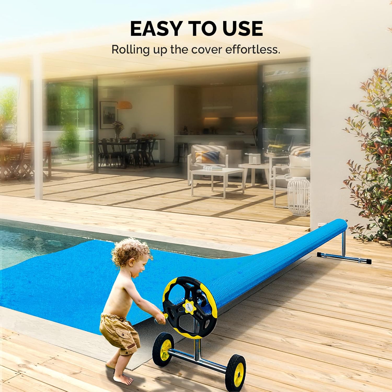 Pool Cover Reel Set Pool Solar Cover Reel for Inground Swimming Pool, Aluminum Solar Swimming Inground Cover Blanket