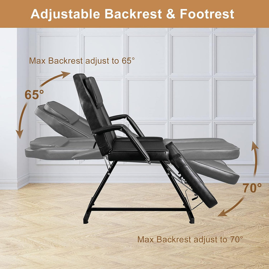 Massage Salon Tattoo Chair Esthetician Bed with Hydraulic Stool,Multi-Purpose 3-Section Facial Bed Table, Adjustable