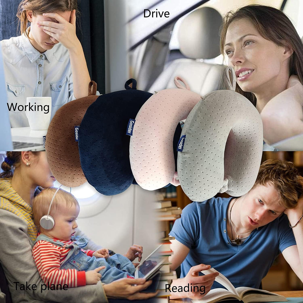 Neck Pillows for Sleeping Travel Pink Travel Pillow Comfortable U Shape Memory Foam Pillows Neck and Head Support