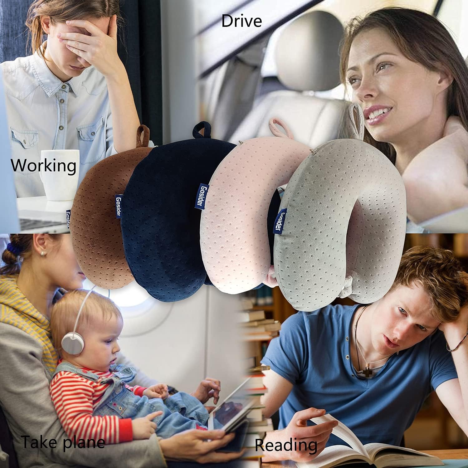 Neck Pillows for Sleeping Travel Pink Travel Pillow Comfortable U Shape Memory Foam Pillows Neck and Head Support