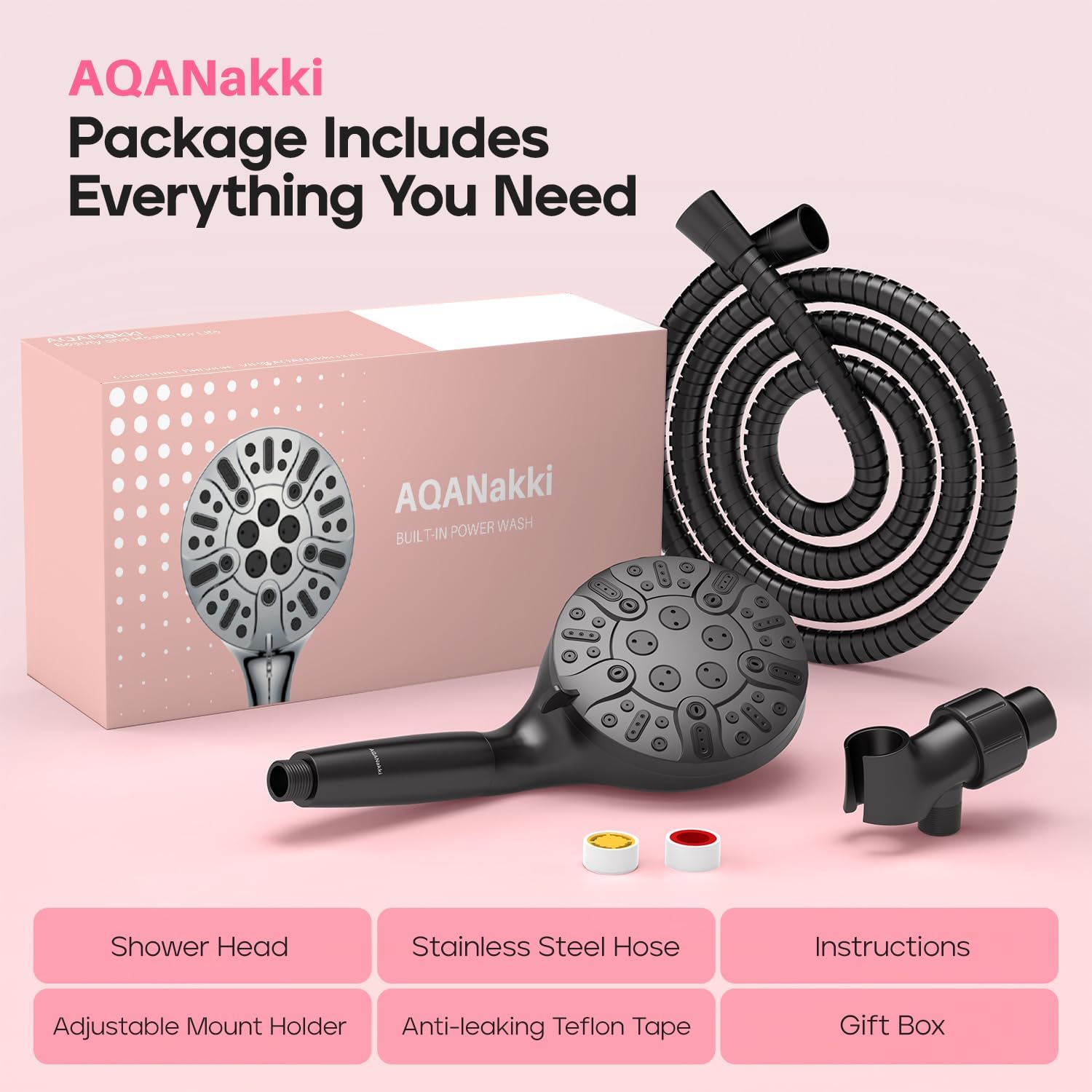 Filtered Shower Head with Handheld, High Pressure 9 Settings Shower Filter Head for Hard Water, Built-in Power Spray