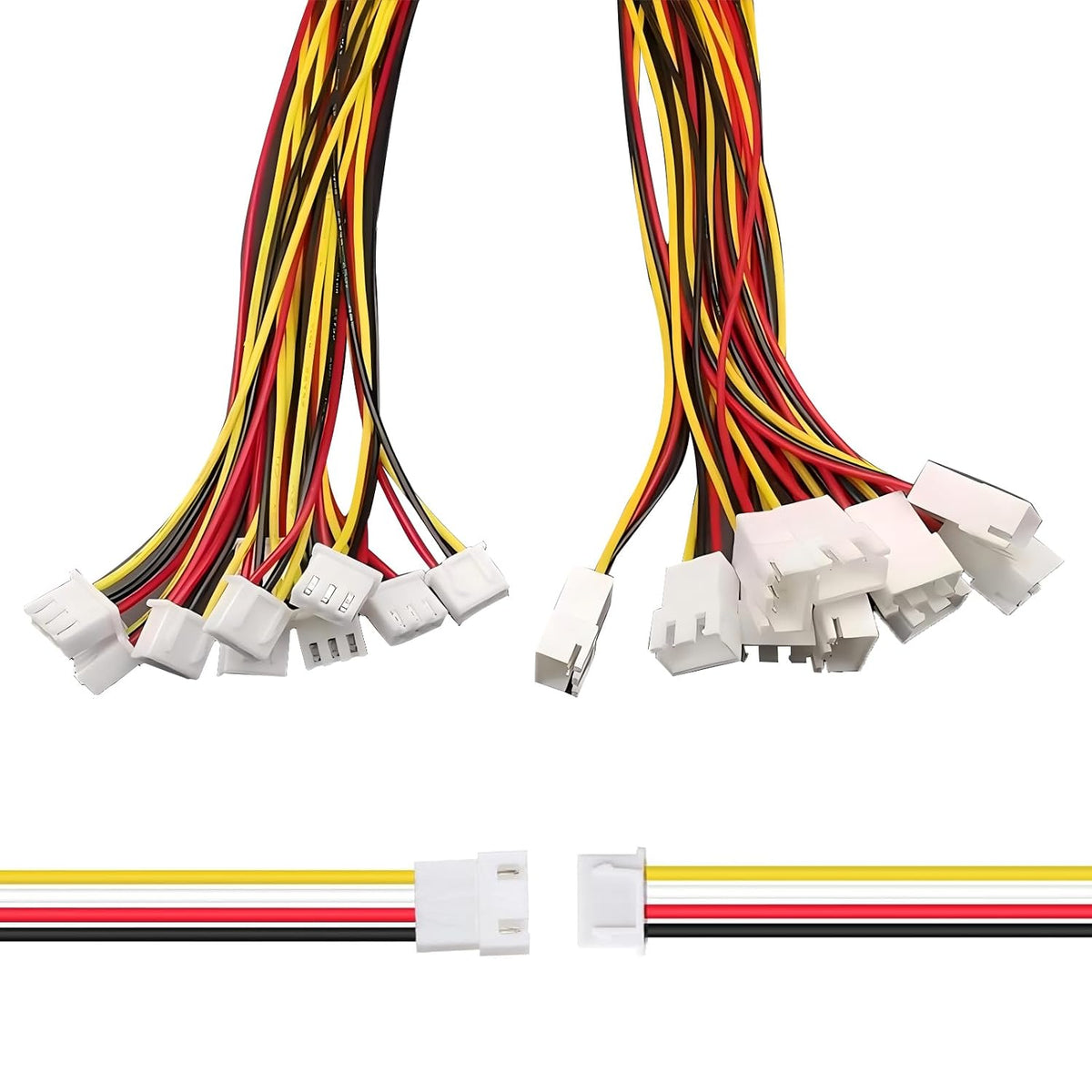 JST XH 2.54mm 3 Pin Connector,20 PCS Male Plug and 20 PCS Female Socket, Micro Wire Connectors with 100mm Extension Cable AWG 26
