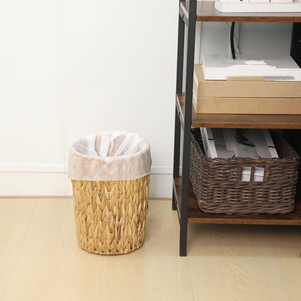 Wicker Waste Basket, Handwoven Water Hyacinth Trash Can Small Bathroom Trash Can Boho Woven Decorative Office Garbage