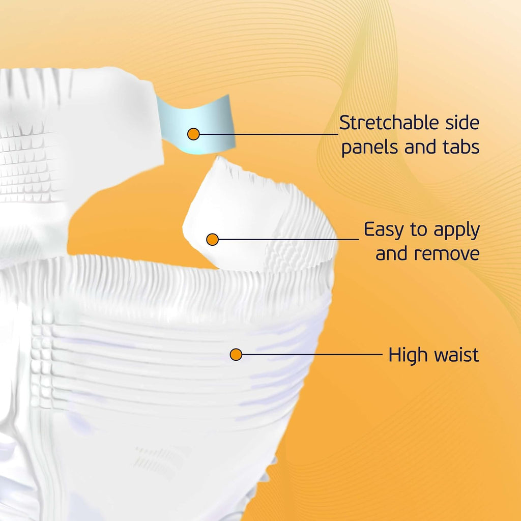 3XL Adult Diapers for Women and Men - 8 Bariatric Disposable Briefs with Tabs and Stretchable Side Panels