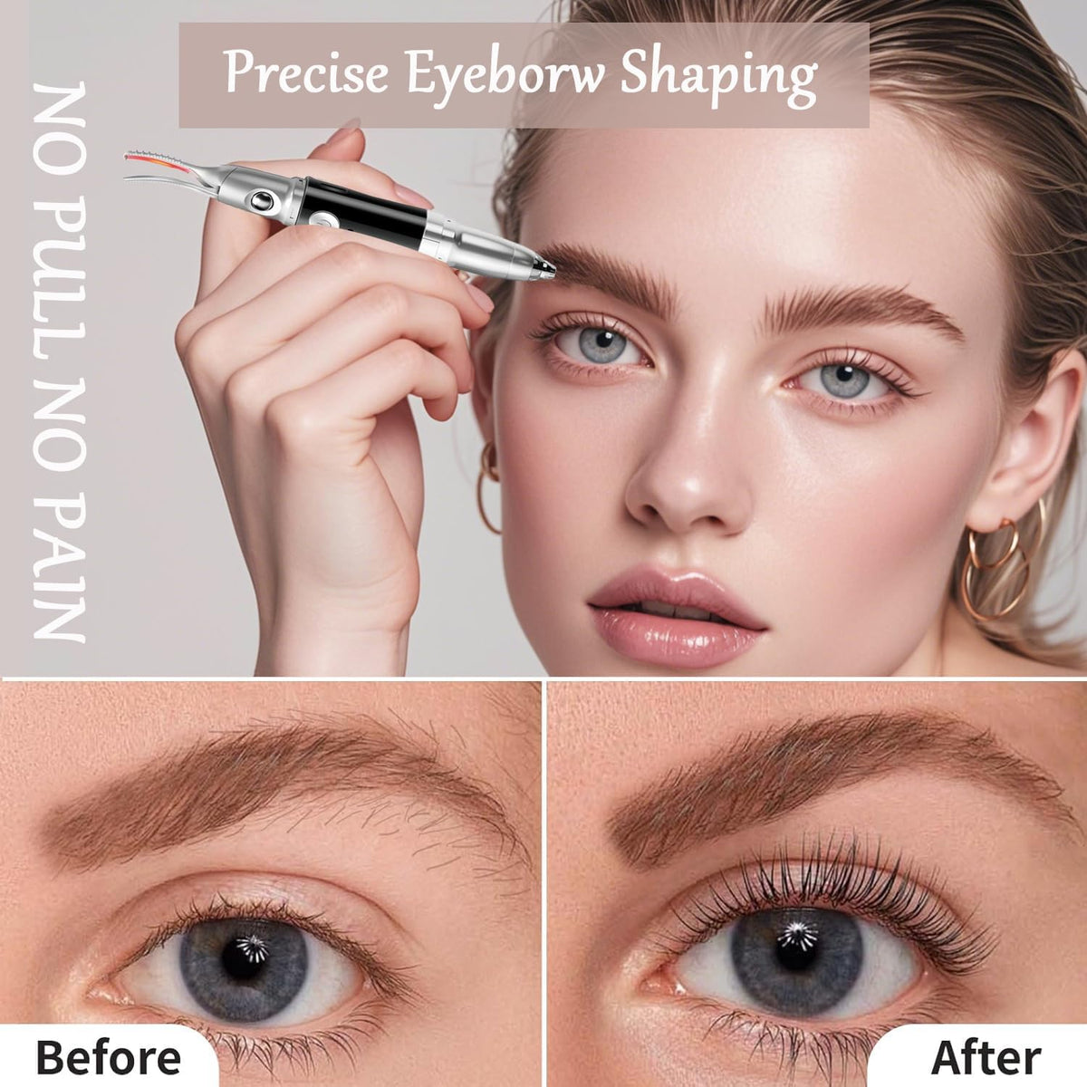 Heated Eyelash Curler - 2 in 1 Eye Lash Curler and Eyebrow Trimmer for Women with 2 Temperature Modes, USB