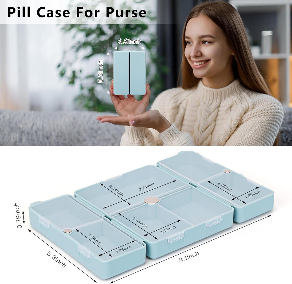 Daily Pill Organizer,7 Compartments Portable Travel Pill Case/Box for Purse Pocket to Hold Vitamins,Cod Liver