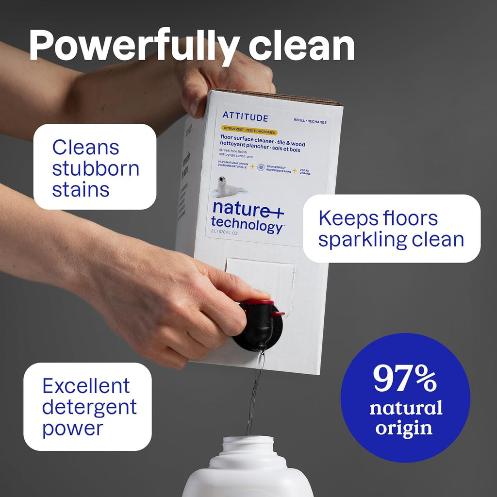 ATTITUDE Floor Cleaner, EWG Verified, Citrus Zest, 35 fl oz