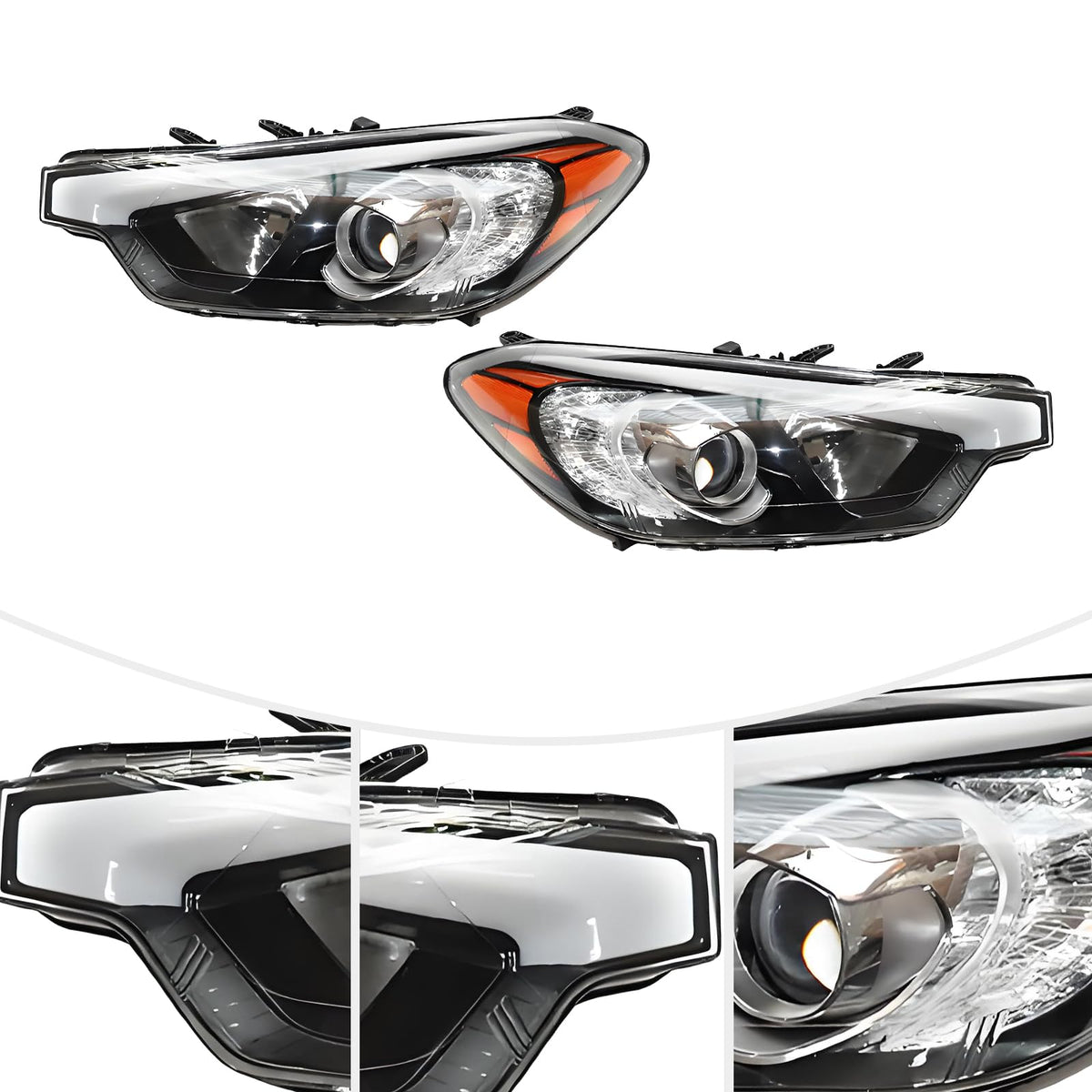 Halogen Headlight Semi Assembly Pair for 2014 2015 2016 Kia Forte Forte 5 No AFS Headlamp OE Replacement 92101A7200