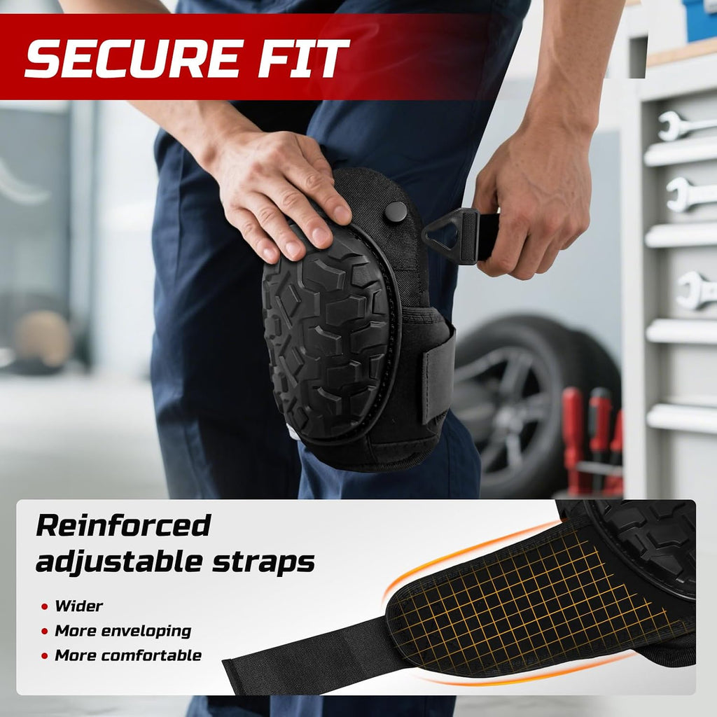 Gel Knee Pads for Work, Professional Knee Pads for Men Women with Soft Foam, Heavy Duty Cap, Adjustable Straps