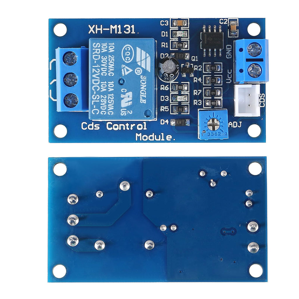 D-FLIFE 5pcs XH-M131 Photoresistor Relay Module, DC 12V 10A Light Control Switch Photoresistor Relay Module Detection Sensor Brightness Automatic Control Module with Cable