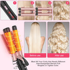 Curling Wand Set, Curling Iron Interchangeable 3 Barrel Wand Curler