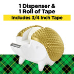 Hedgehog Tape Dispenser, Great for Gift Wrapping, Includes 3/4 in x 350 in Tape Roll