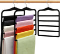 Closet Organizers and Storage, 3 Pack Pants-Hangers-Space-Saving, Velvet Non Silp 5 Tier Scarf Jeans Closet