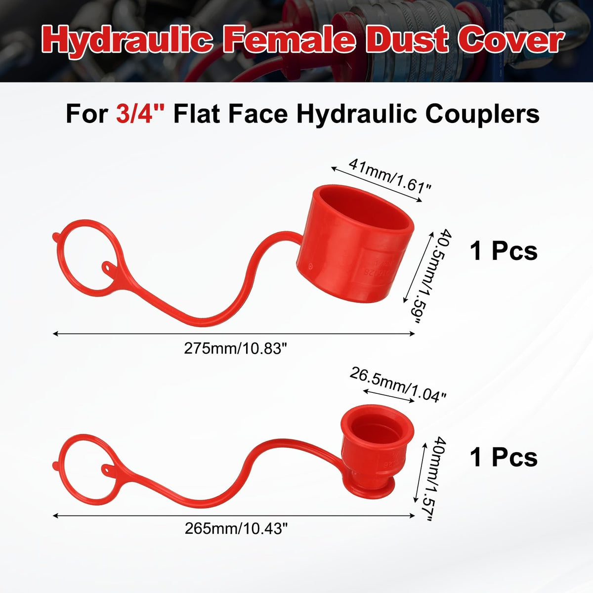 uxcell 1Set Hydraulic Coupler Dust Cap and Plug for 3/4"Flat Face Couplers