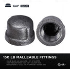 SUPPLY GIANT CNDQ0114 1-1/4" Black Malleable Iron Pipe Cap for 150 lb Applications with Female Thread, 1-1/4 in