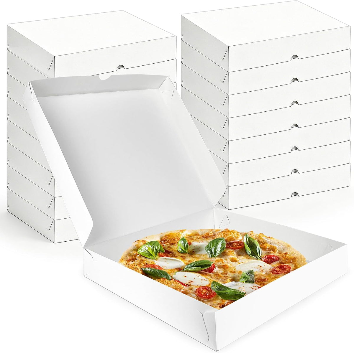 15 PCS White Pizza Boxes 12x12x1.9 Inch Bakery Packaging Box