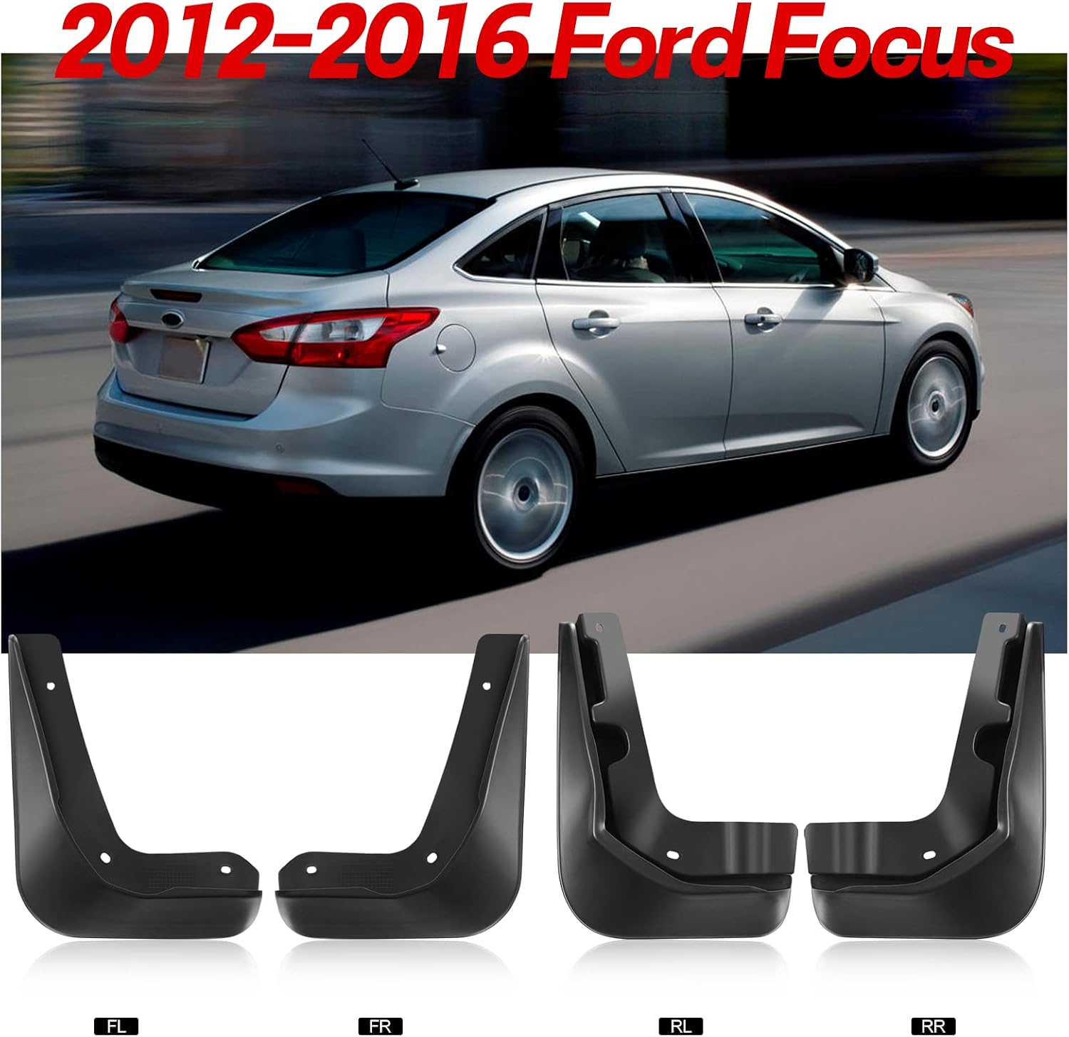 Mud Flaps Splash Guards 4PCS Front & Rear Side Mud Guards Compatible with Ford Focus 2012-2016 Without OEM Fender Flares