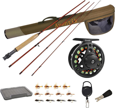 Aventik Extreme Fly Fishing Combo Kit 0/1/2/3/4/5/6 Weight Starter Fly Fishing Rod and Reel Kit Outfit with One