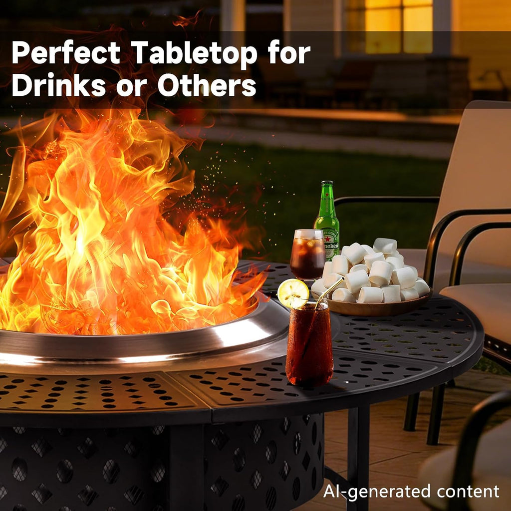 47 Inch Smokeless Fire Pit with 2 Grills,Large Firepits for Outside