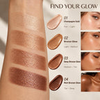 Bronzing Drops for Face & Body, Liquid Bronzer & Highlighter, Lightweight Buildable Shimmer Makeup, Mix with