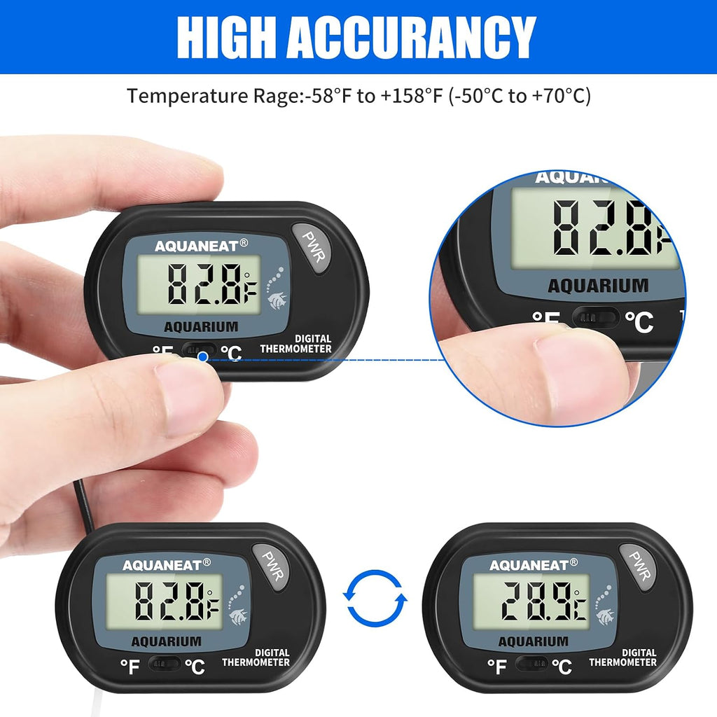 2 Pack Aquarium Thermometer, Fish Tank Thermometer, Digital Temperature Test, with Large LCD Display