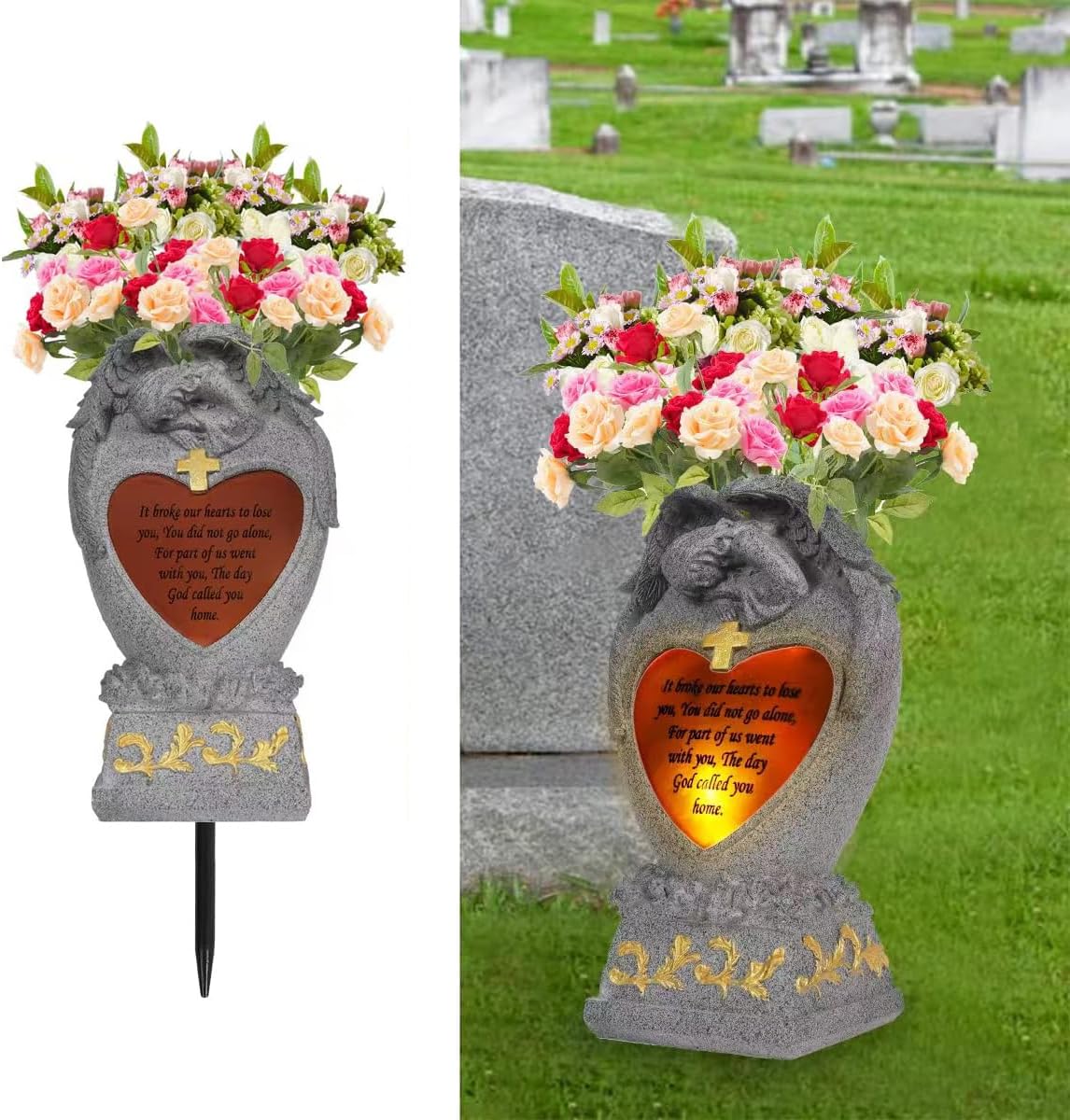 Cemetery Decorations for Grave,Cemetery vases for Grave,Decoration for Graves, Garden Angel,Cemetery vase with