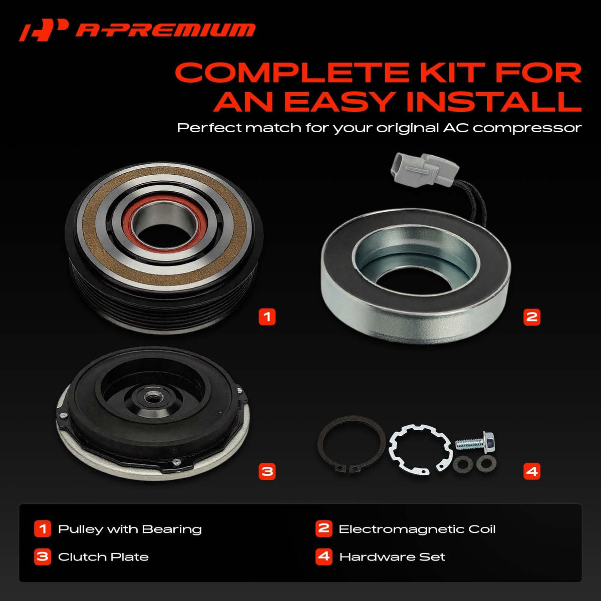 A-Premium Air Conditioner AC Compressor Clutch Kit