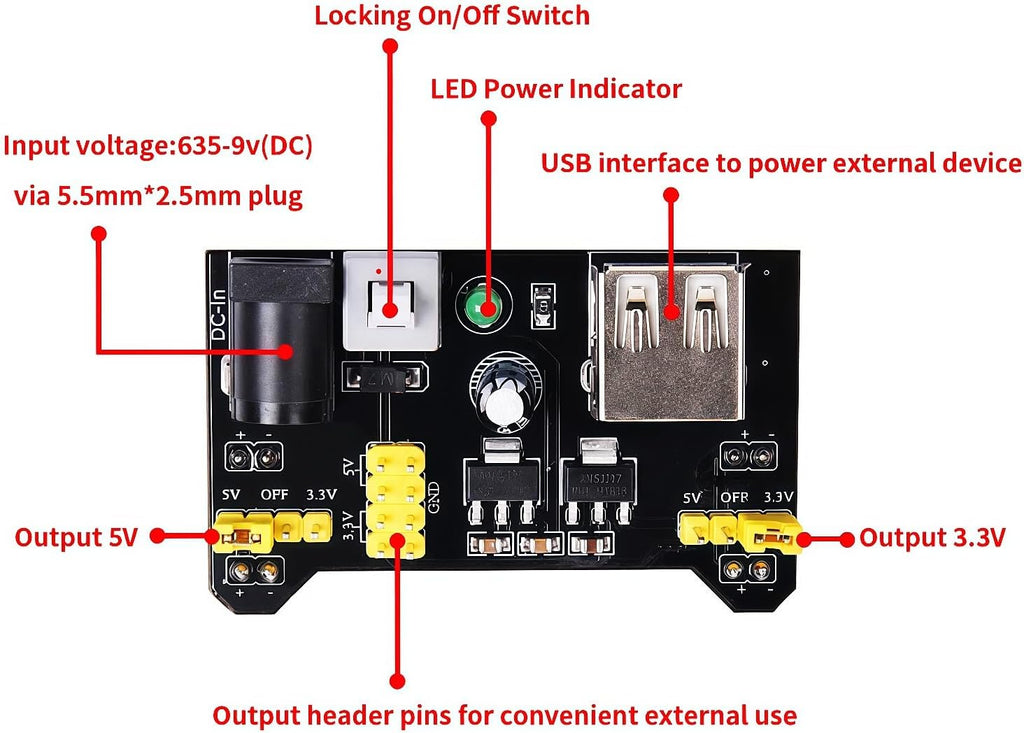 Electronics Basic Kit w/Power Supply Module, Breadboard, Jumper Wire, LED,Resistor, comes with more than 300pcs
