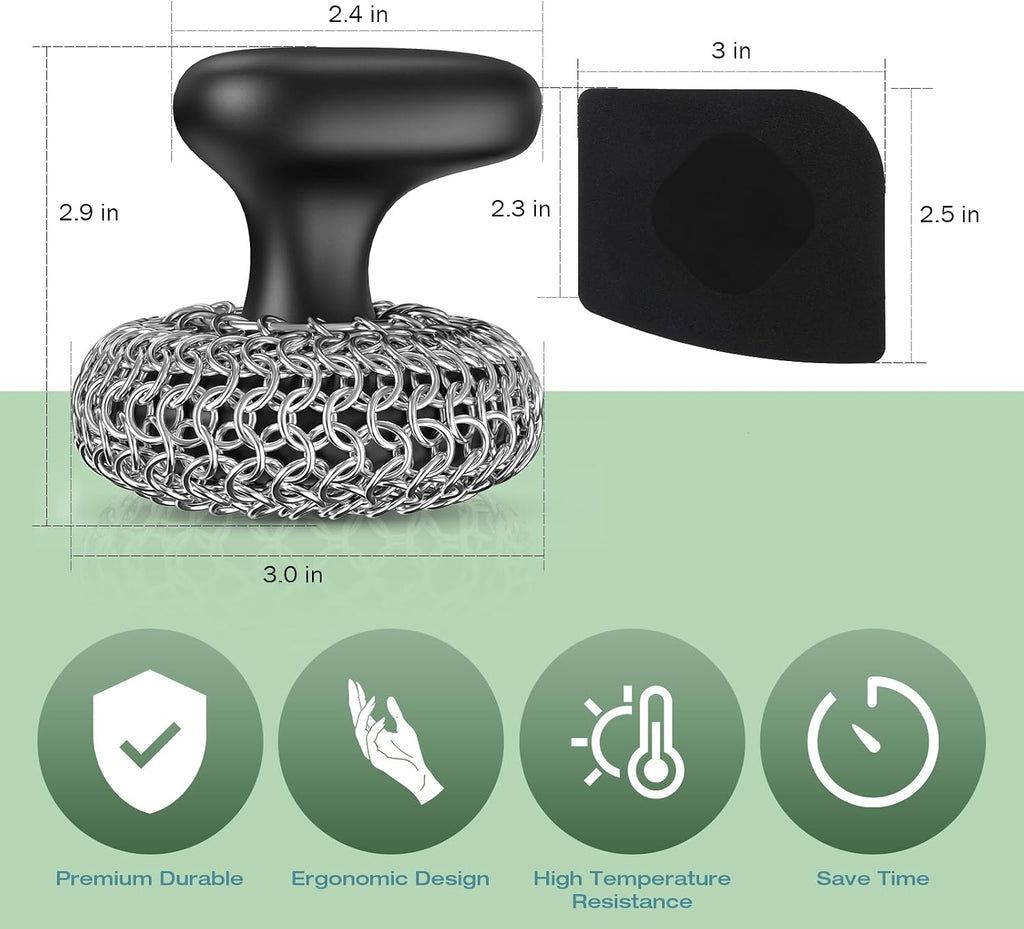 Cast Iron Scrubber Dish Scrub Brush 316 Chainmail Scrubber for Cast Iron