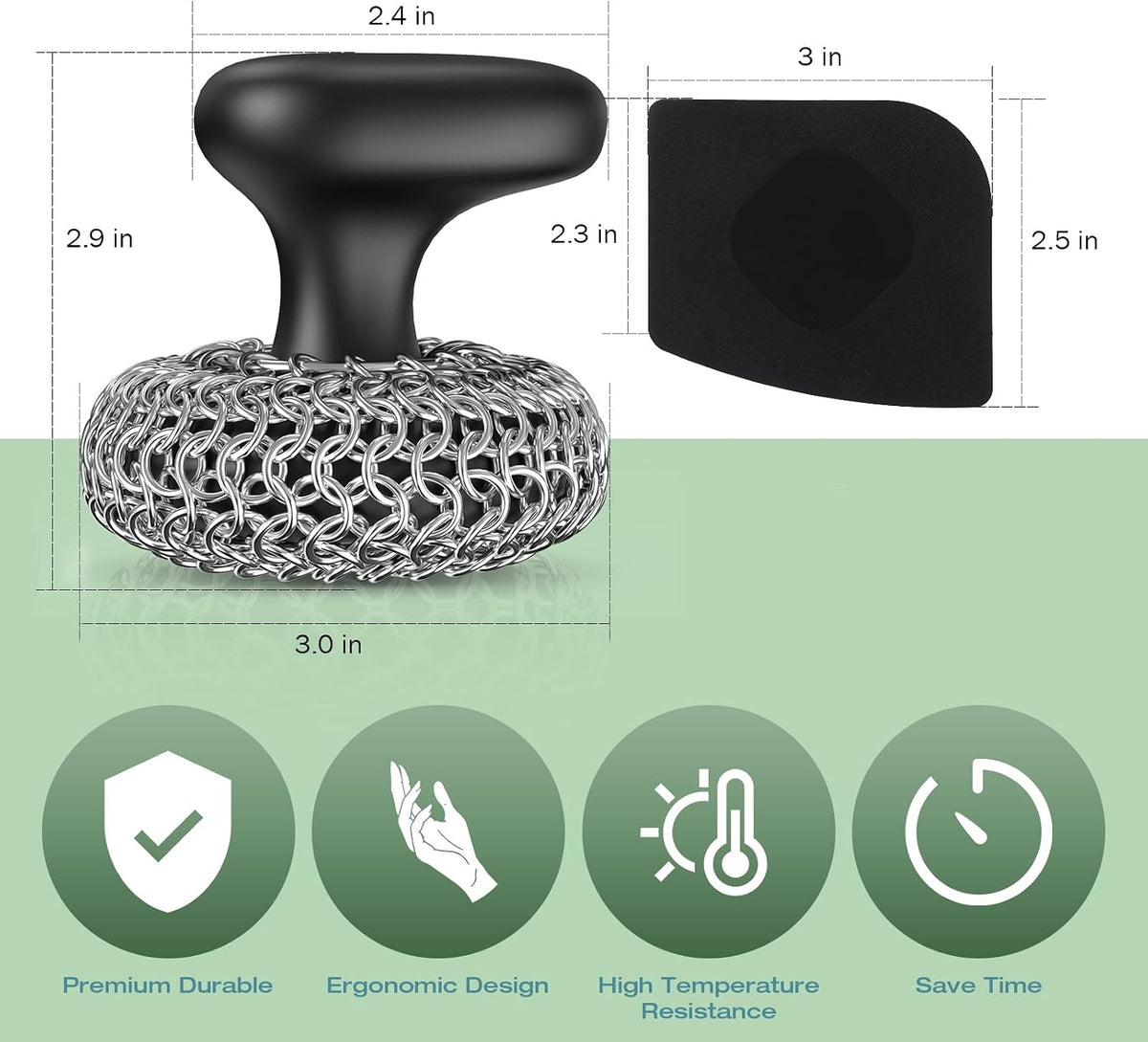 Cast Iron Scrubber Dish Scrub Brush 316 Chainmail Scrubber for Cast Iron