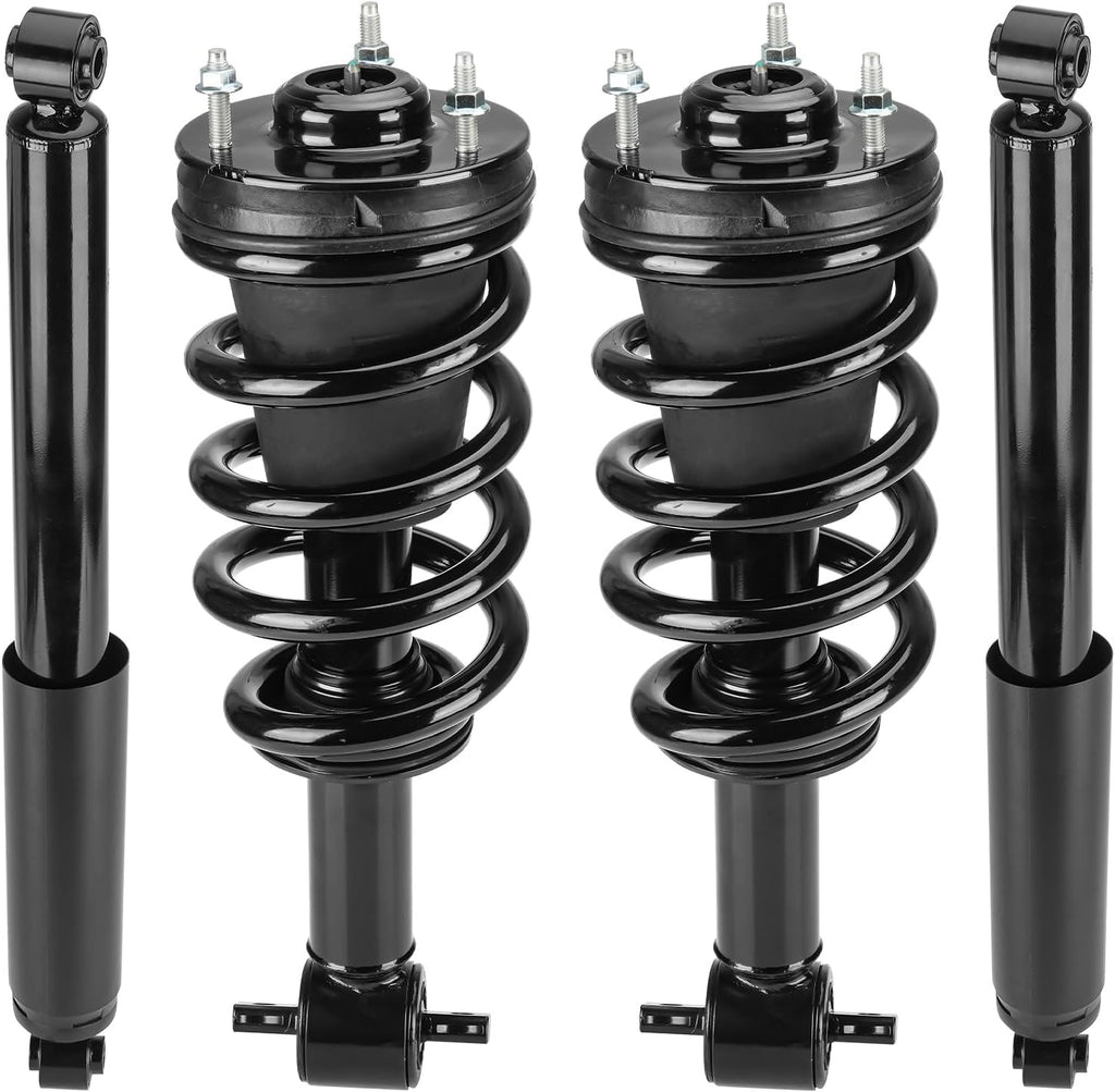 Front & Rear Strut Shock Assembly w/Coil Spring Compatible with Chevy Silverado 1500/ GMC Sierra 1500 2007-2013, Replace 139105 4345074, Left & Right, 4PCS