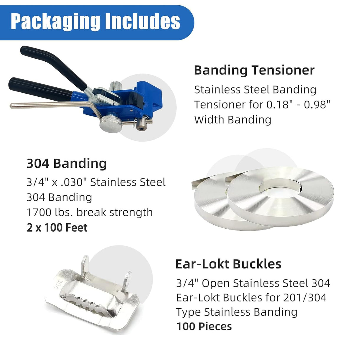 Banding Strapping Kit, 304 Stainless Steel Cable Tie Banding Tools