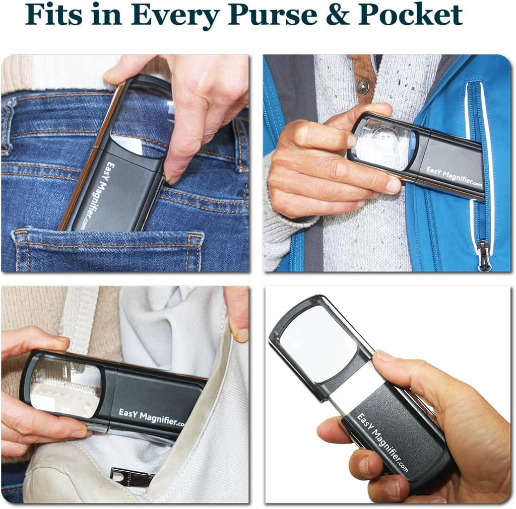 Small Rechargeable Magnifying Glass with LED Light 3.0X, Lighted Handheld Magnify Glasses for Reading Fine Prints &