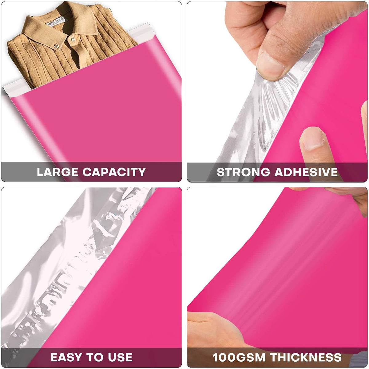 Poly Mailers 14.5x19 In 100 Pack Self Seal Shipping Envelope Bags Pink