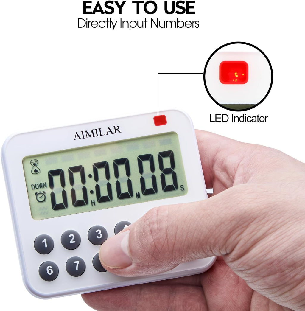 Magnetic Digital Kitchen Timer with Direct Numerical Keypad, Loud Alarm - 99Hr Countdown Count Up Timer for Cooking
