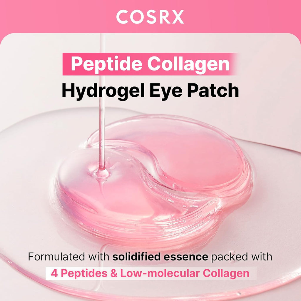 Pink Peptides Collagen Hydrogel Eye Patch for Puffy Eyes (60) | Cooling & Firming Under Eye Patches with 4-Peptide &