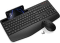 Wireless Keyboard and Mouse Combo - Full-Sized, Ergonomic Wrist Rest | Phone Holder, Sleep Mode, 2.4G Quiet Keyboard
