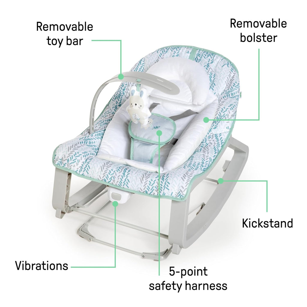 Keep Cozy 3-in-1 Grow with Me Vibrating Baby Bouncer Seat & Infant to Toddler Rocker, Vibrations & -Toy Bar, 0-30