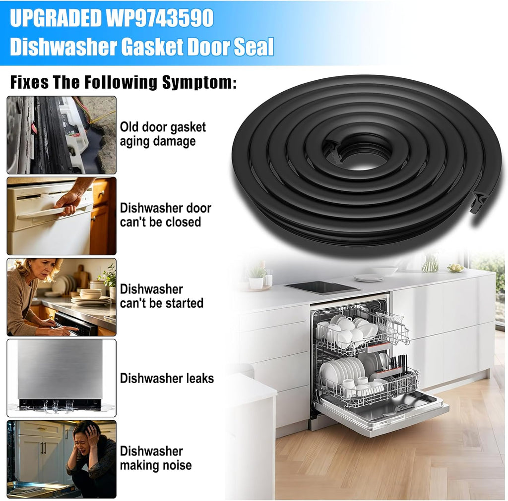 Upgraded WP9743590 9743590 Dishwasher Door Gasket Seal Compatible with KitchenAid Kenmore 665 Dishwasher Parts,WP9743590 66515972990 KUDC24SESS24 Kenmore Dishwasher Tub Gasket Door Seal